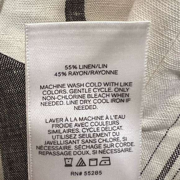 EXPRESS Striped Two-Piece Linen Set - White & Gray Pants and Bustier - Picture 7 of 9